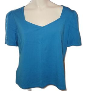 WORTHINGTON Blue Sweetheart Neckline Blouse Womens Size Large